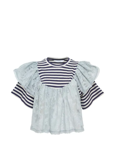 pushBUTTON striped lace top Blue PB2610221W00221WBL