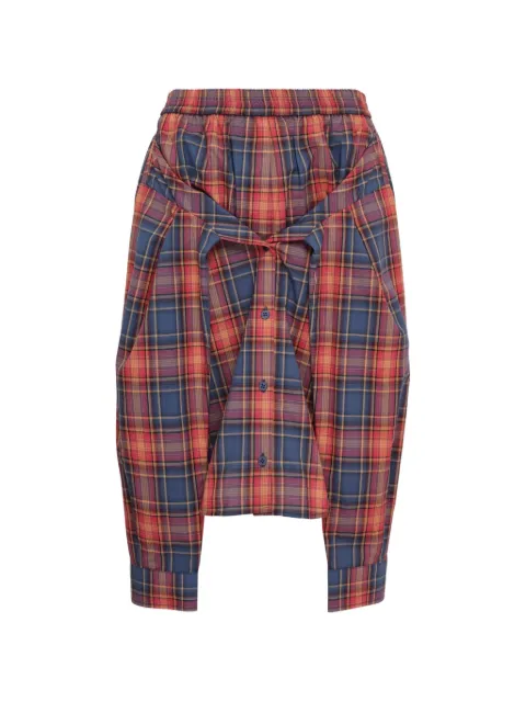 pushBUTTON buttoned tied-waist plaid skirt Red PB2610404W00404WRDCH