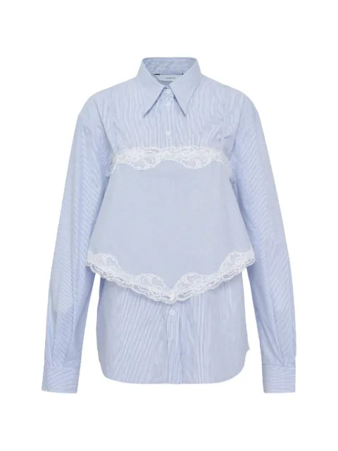 pushBUTTON lace-trim striped shirt Blue PB2610207W00207WBLST