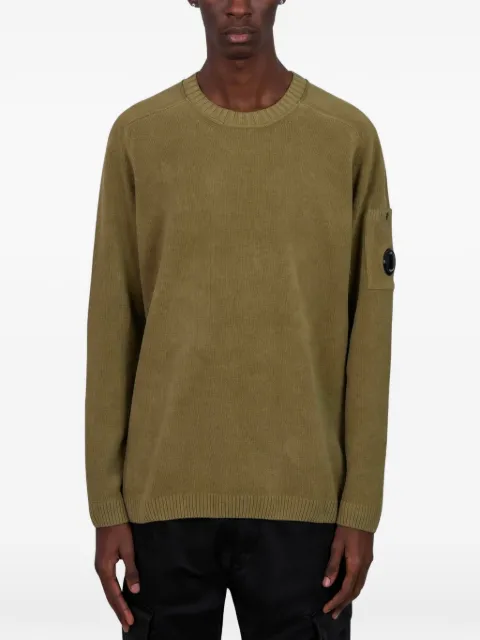 C.P. Company crew-neck sleeve-detail sweater Green 20CMKN117A005687G644