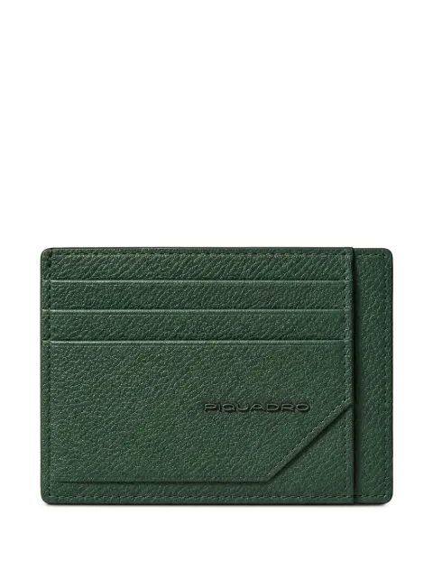PIQUADRO logo-plaque pebbled card holder Green PP2762S135RVE