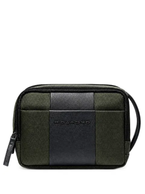 PIQUADRO logo-embossed panelled clutch bag Green BY6149BR2
