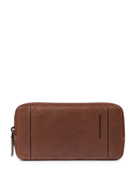 PIQUADRO logo-embossed pebbled-leather clutch bag Brown AC2141S134RM