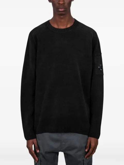 C.P. Company cotton chenille crewneck Lens sweater Black 20CMKN117A005687G999
