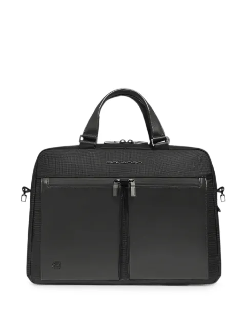 PIQUADRO logo-plaque panelled briefcase Black CA6623S136N