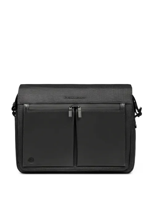 PIQUADRO logo-plaque panelled messenger bag Black CA6627S136N