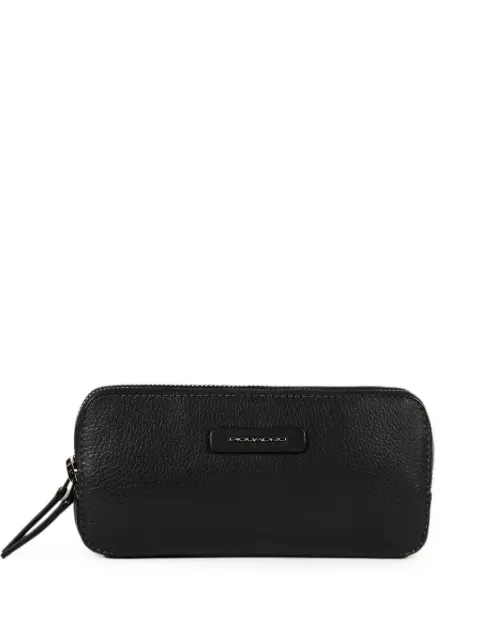 PIQUADRO pebbled logo-plaque clutch bag Black AC2141MOS