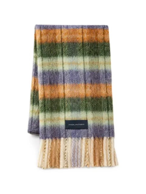 PIQUADRO check-pattern fringed scarf Green SC6583SC22