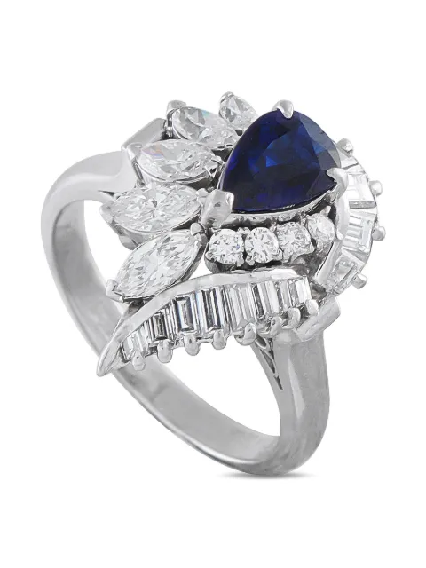 LB Exclusive platinum diamond and sapphire ring Silver 5341