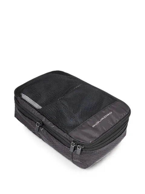 PIQUADRO mesh-panelled logo-print packing cube Black AC6373TA