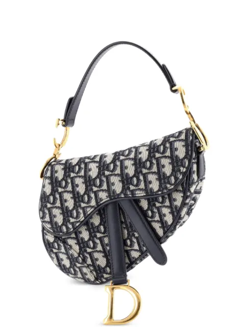 Christian Dior Pre-Owned Saddle Handbag Oblique Canvas Mini shoulder bag Blue OCO240AHINZD4N8J