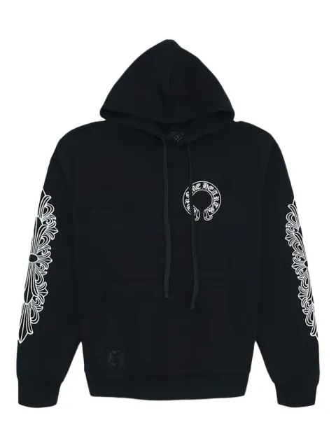 Chrome Hearts Hearts Horse Shoe Floral long-sleeve hoodie Black CHRM0573