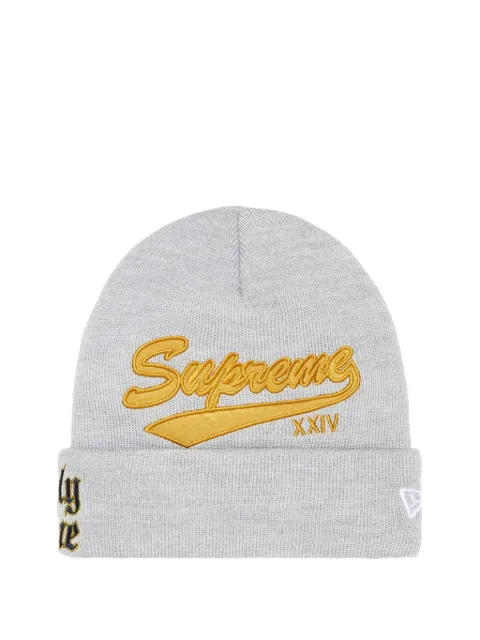 Supreme x New Era Salvation embroidered beanie hat Grey SU26730