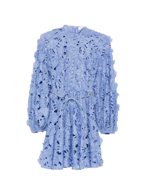 ZIMMERMANN floral appliqué belt dress Blue 6886DRS264