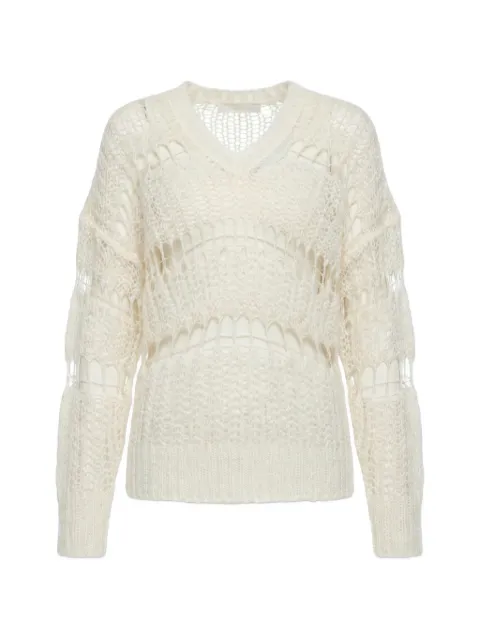 Fabiana Filippi V-neck open knit sweater Neutrals MAD266F059L7370000