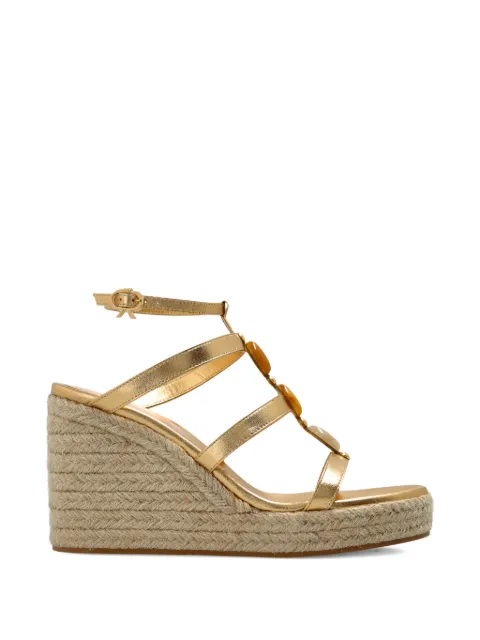 Gianvito Rossi beaded strappy wedge trainers Gold G3266570RICNKJ