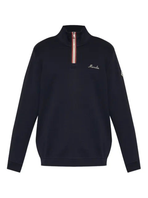 Moncler logo-patch quarter-zip sweater Blue L10918G0001489A8F