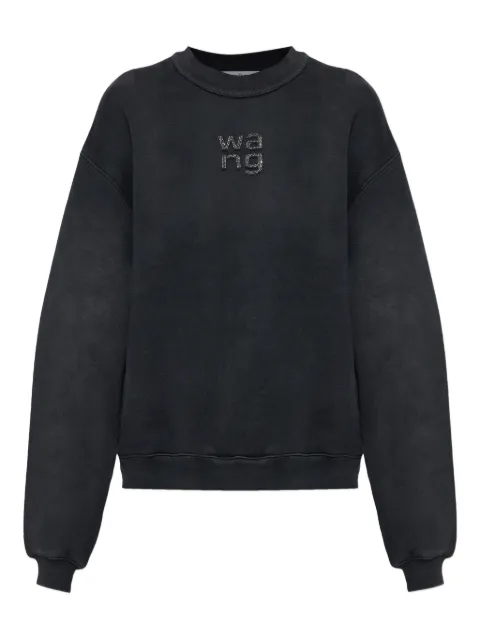 Alexander Wang crystal hotfix logo sweatshirt Grey 4CC1261219