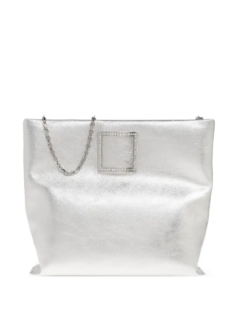 Roger Vivier Trompette embellished leather clutch bag Silver RBWAPDD0200L4Q