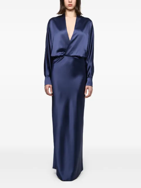 Atu Body Couture V-neck long-sleeve maxi gown Blue AT26120