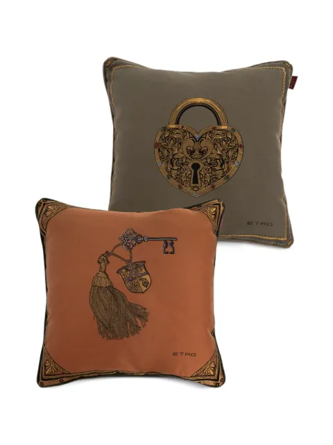 ETRO HOME lock tassel cotton cushion (set of two) Brown UHNA0012AQ371