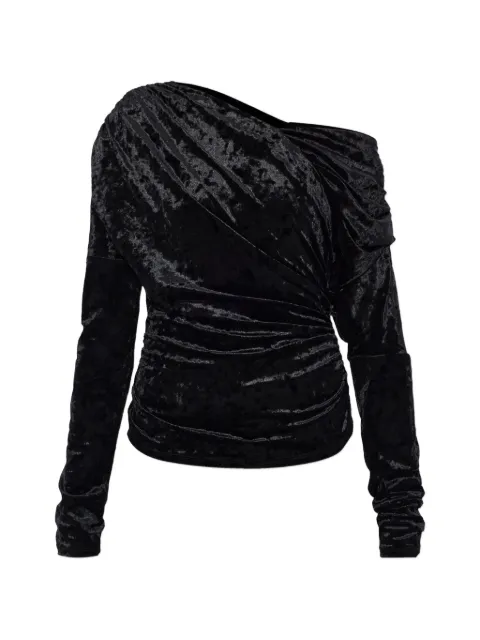 GANNI long-sleeve one-shoulder top Black A1040059