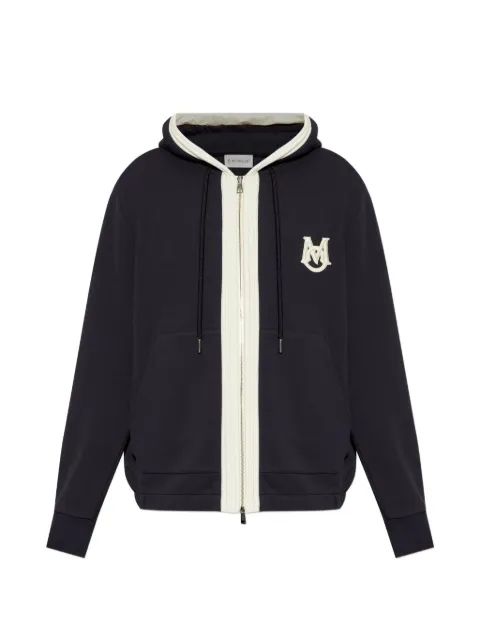 Moncler logo-embroidered hoodie Blue L10918G00019899V4