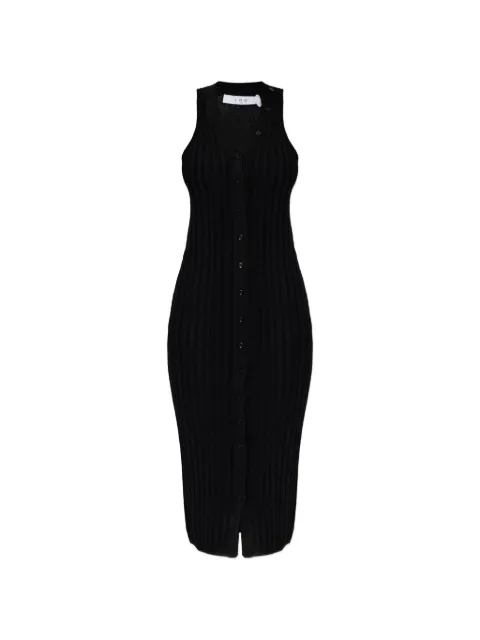 IRO Lyliane button-up ribbed midi dress Black WP33LYLIANE