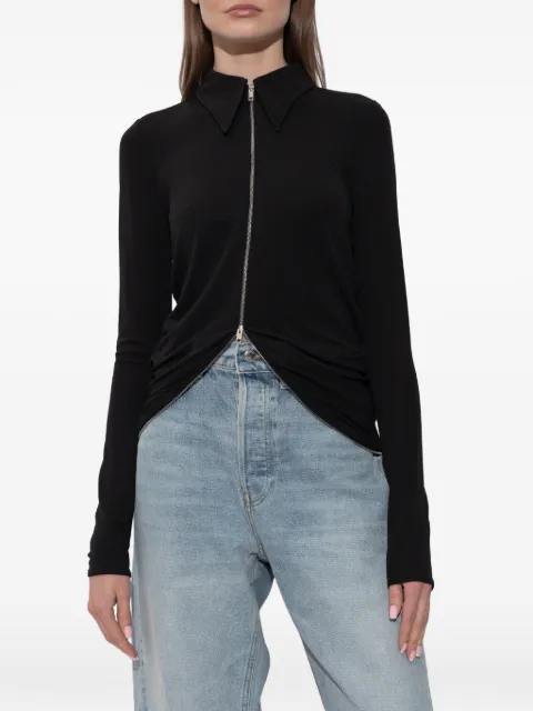 Alexander Wang draped back zip shirt in crepe jersey top Black 1CC1261215
