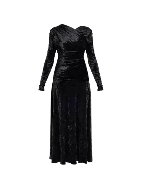GANNI dress in black velour ruched Black A1030169