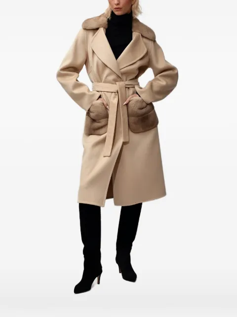 Poche Paris belted midi coat Neutrals WW200CREAM