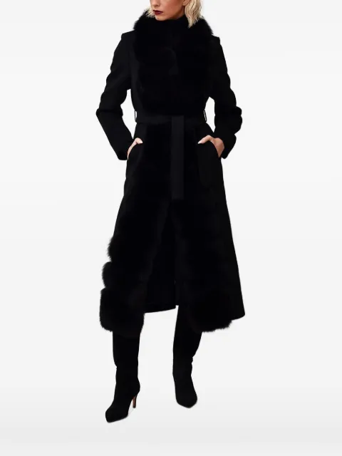Poche Paris single-breasted belted coat Black WW220BLACK