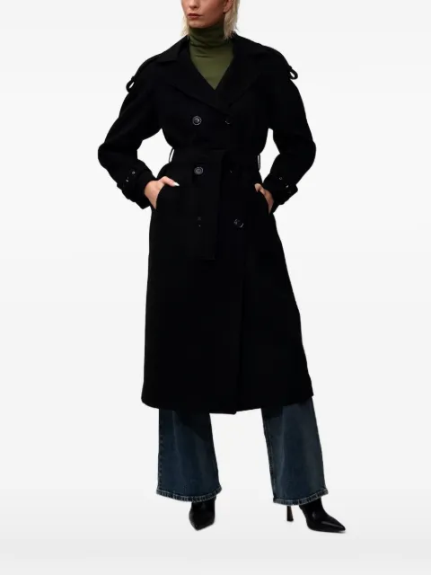 Poche Paris double-breasted belted coat Black WW250BLACK