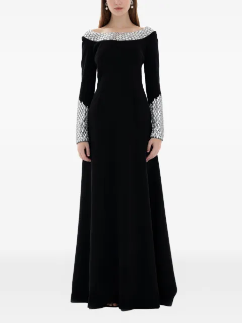 Dina Melwani crystal embellished gown Black DM250249408