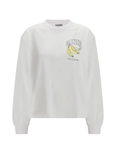 GANNI long-sleeve fruit T-shirt White A1050059