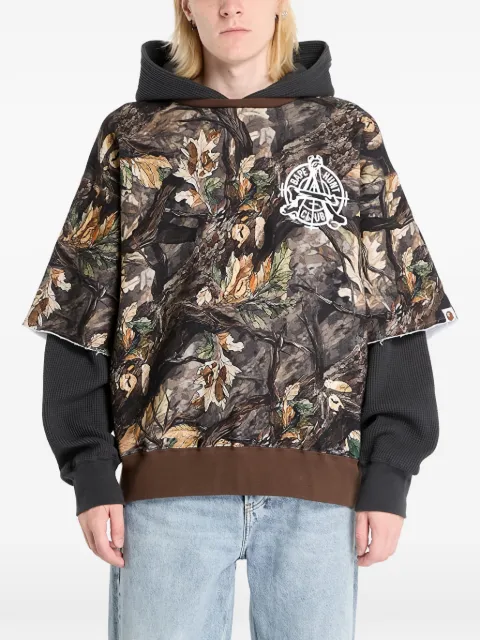 A BATHING APE® Tree Edge Camo layered hoodie Brown 001PPL801003M
