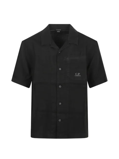 C.P. Company logo-print camp-collar shirt Black 20CMSH258A110533G999