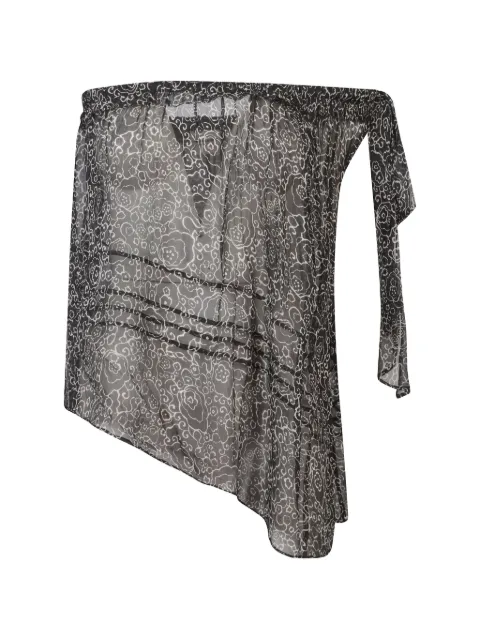 MARANT ÉTOILE asymmetrical-neck floral top Black HT0777FAD1J08EBKEC