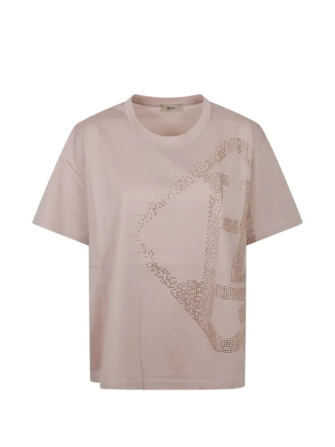 Herno rhinestone-embellished logo t-shirt Pink JG000321D521254041