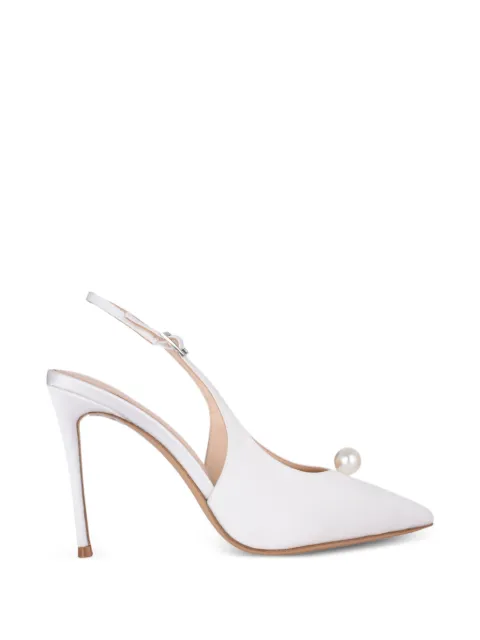BLACK SUEDE STUDIO Reina point-toe slingback pumps White REINA100