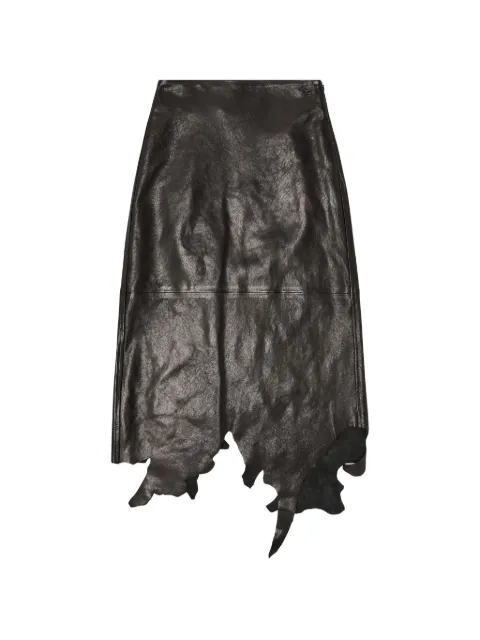 Diesel leather midi skirt with jagged hem Black A223010EGEW
