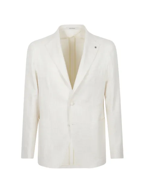 Tagliatore logo-pin textured blazer Neutrals 1SMC22KPEH70020X1163