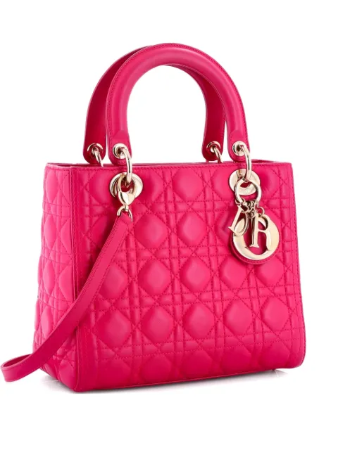 Christian Dior Pre-Owned Lady Dior Bag Cannage Quilt Lambskin Medium satchel Pink UM0OB0HCR5QG4TK7