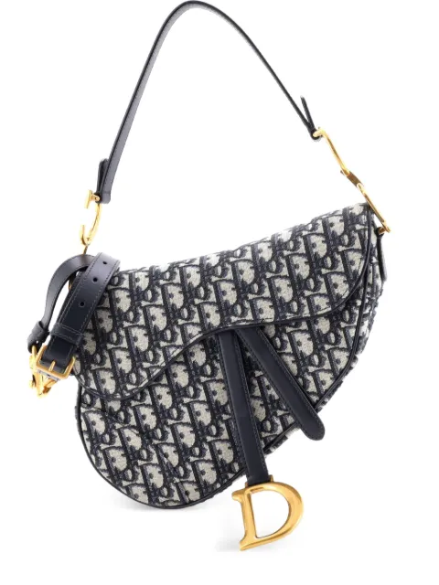 Christian Dior Pre-Owned Saddle Handbag with Strap Oblique Canvas Medium shoulder bag Blue 64L03EBF51RCAPOV