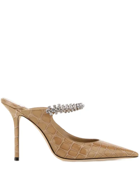 Jimmy Choo Bing embossed-print embellishment mules Neutrals BING100CBH