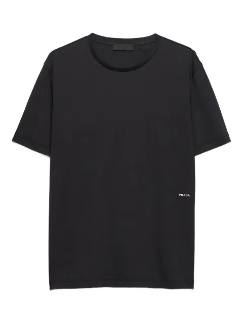 Prada logo-embroidered short-sleeve T-shirt Black UJN982SOOO19FE