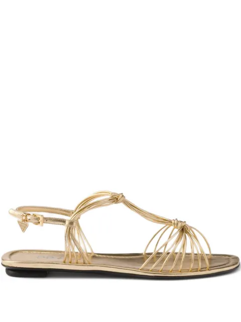 Prada leather flat sandals Gold 1X407OF005X20