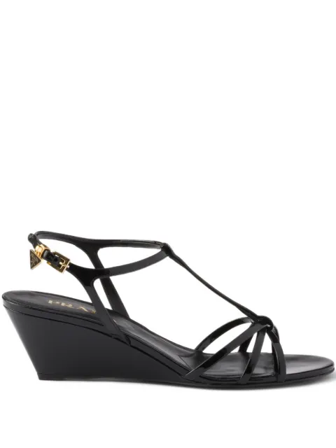 Prada T-strap wedge sandals Black 1X383O069F0002