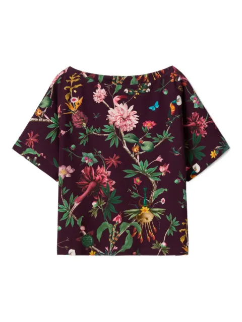 La DoubleJ floral short-sleeve blouse Purple TOP0055JER020ZOF02