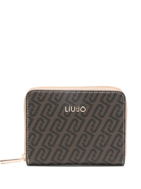LIU JO monogram zip wallet Brown AA6156E1118